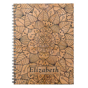 Carnet Mandala personnalisé en bois sculpté