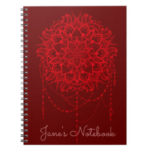 Carnet Mandala red maroon indien