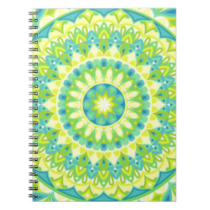 Carnet Mandala vert zen boho motif géométrique de bien-êt