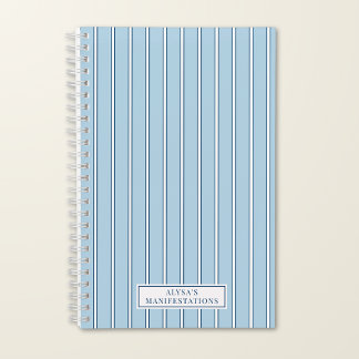Carnet Manifestation personnalisée rayure côtière bleue
