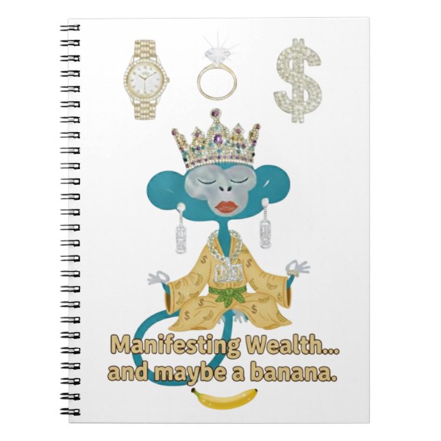 Carnet Manifesting Wealth Monkey zen art  (Devant)