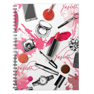 Carnet Maquillage à main, motif graphique vintage.