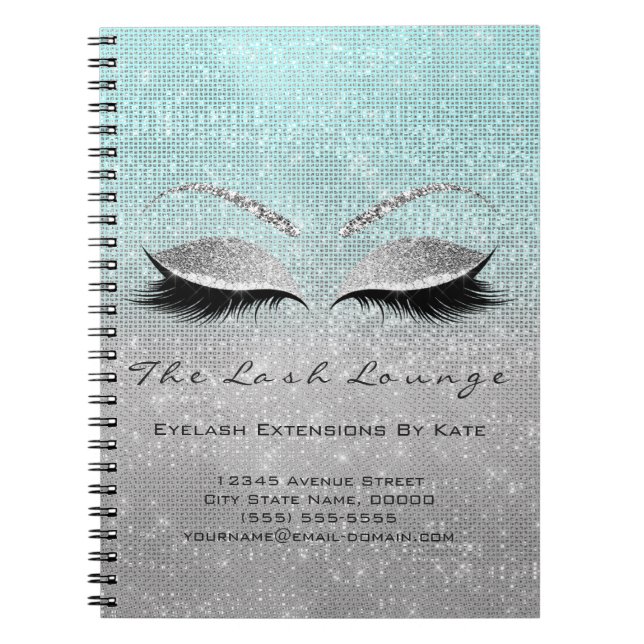 Carnet Maquillage Artiste Beauté Salon Bleu Aqua Gris Arg (Devant)