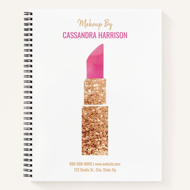 Carnet Maquillage Artiste Gold Sequin Aquarelle Beauté Sa (Devant)
