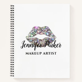 Carnet Maquillage de Parties scintillant en argent élégan