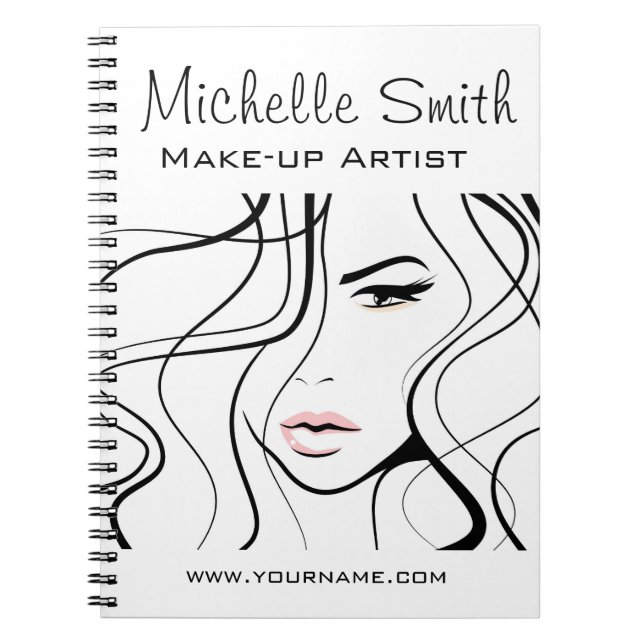 Carnet Maquillage féminin minimaliste noir et blanc éléga (Devant)