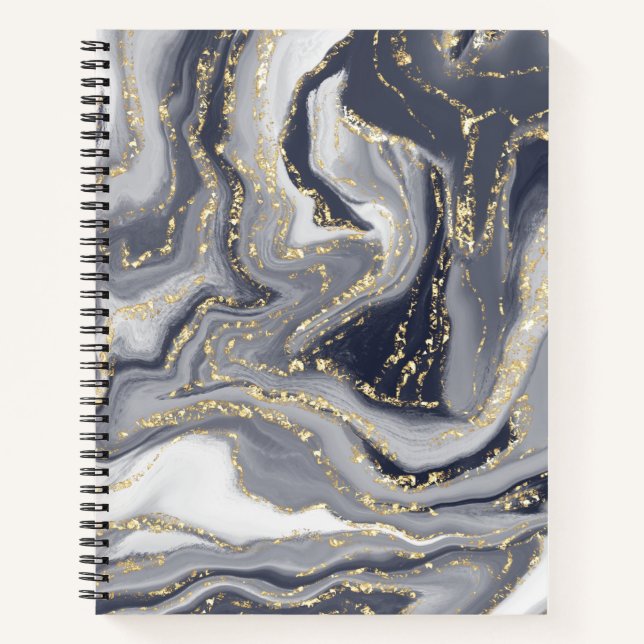 Carnet Marbled Gray, White and Gold (Devant)
