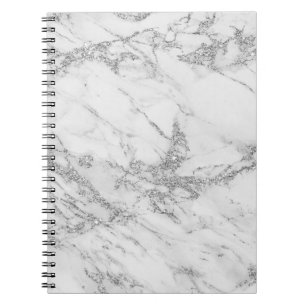 Carnet Marbre argenté gris blanc chic élégant de parti