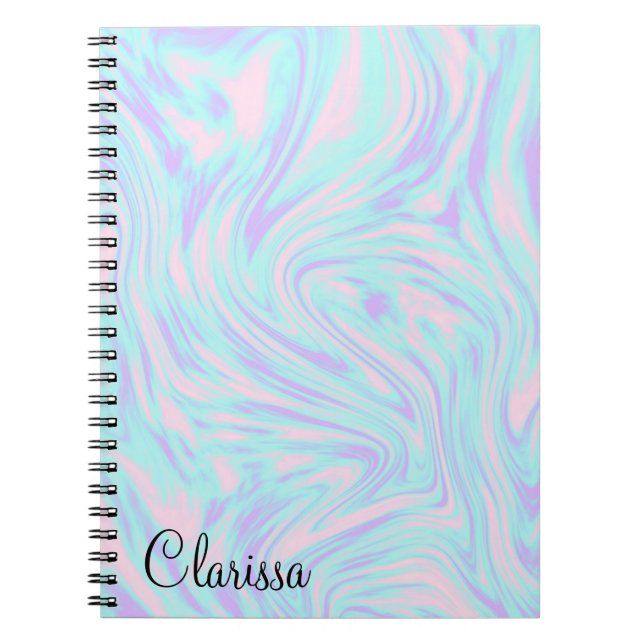 Carnet marbre blanc violet bleu rose élégant (Devant)