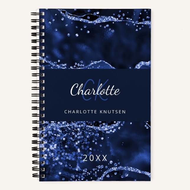 Carnet marbre bleu marine (Recto)