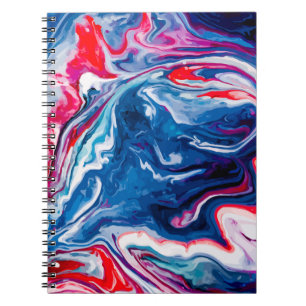Carnet Marbre bleu rouge