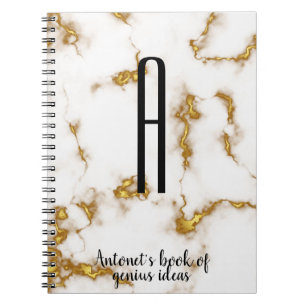 Carnet Marbre de luxe Elegant Gold moderne cotation monog