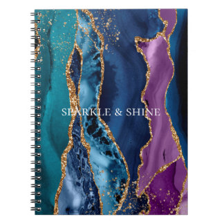 Carnet Marbre de Parties scintillant bleu bleu turquoise
