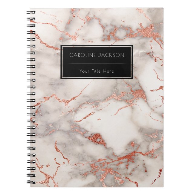 Carnet marbre d'or rose moderne (Devant)
