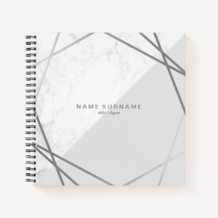 Carnet Marbre moderne Géométrique Motif gris Carré