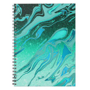 Carnet Marbre pailleté sarcelle