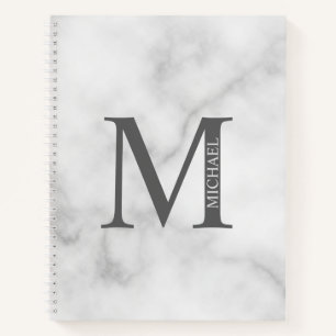 Carnet Marbre Personnalisé Élégant Monogramme et nom