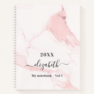 Carnet Marbre rose pâle nom élégant entreprise