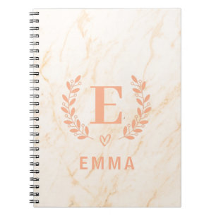 Carnet Marbre rose personnalisé moderne Nom et forme d'am