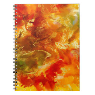 Carnet Marbre rouge, orange, or & jaune