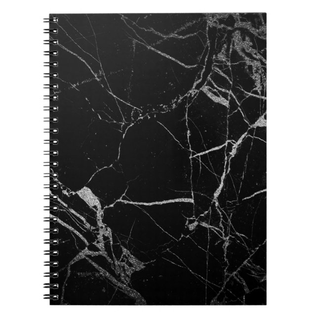 Carnet Marbre veiné noir et argent (Devant)