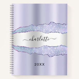 Carnet Marbre violet argenté