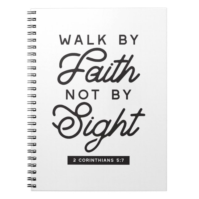 Carnet "Marcher par la foi" Bible Verse Typographie Desig (Devant)