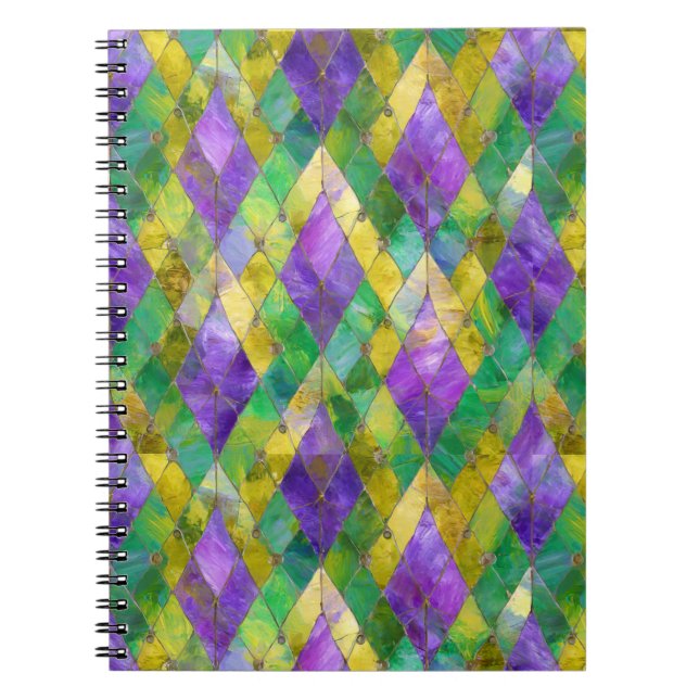 Carnet Mardi Gras Arlequin en verre tendu Imprimer (Devant)