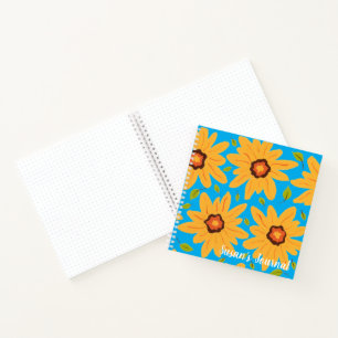Carnet Marguerite à main jaune soleil sur Aqua