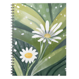 Carnet Marguerites de printemps Floral blanc aquarelle