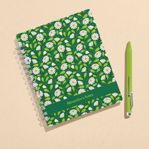 Carnet Marguerites de printemps vertes et blanches et vig