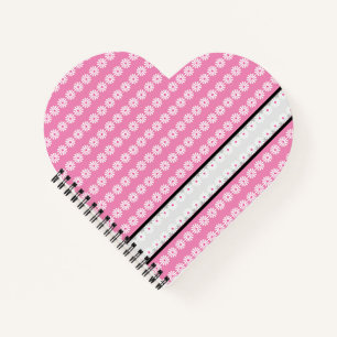 Carnet Marguerites rayées sur le gris noir rose français