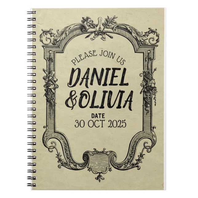 Carnet Mariage classique Vintage vert noir (Devant)