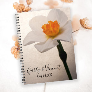 Carnet Mariage de jonquille à ressort blanc