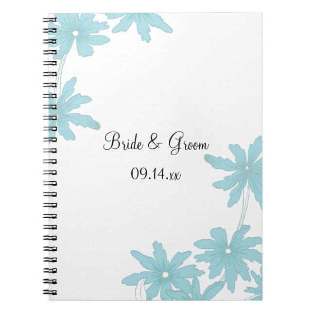 Carnet Mariage de marguerites bleu clair (Devant)