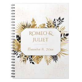 Carnet Mariage de Parties scintillant Floral Noir 