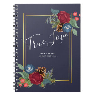 Carnet Mariage d'hiver Bourgogne Turquoise Bleu moderne