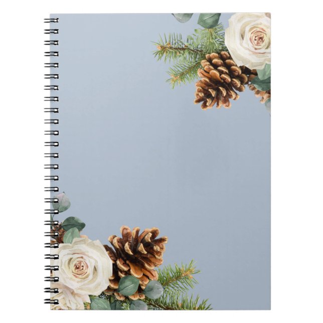 Carnet Mariage d'hiver Eucalyptus Verdure Roses blanches (Devant)