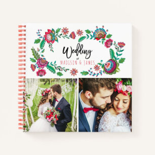 Carnet Mariage en collage photo de fleurs folkloriques