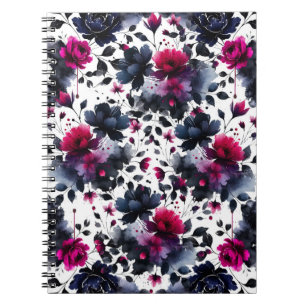 Carnet Mariage Fleur Bleu Minuit Bourgogne Amande