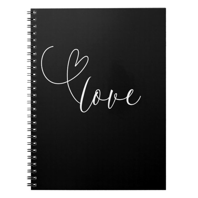 Carnet Mariage Moderne Cœur Noir Blanc Shower de Mariée  (Devant)