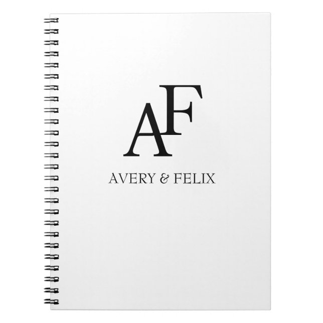 Carnet Mariage Monogram noir et blanc Elegant invité (Devant)