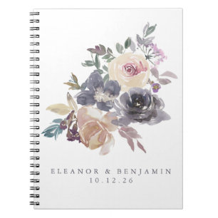 Carnet Mariage personnalisé aquarelle florale violet pous