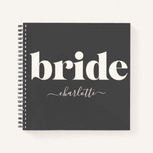 Carnet Mariée moderne minimaliste simple en noir et blanc