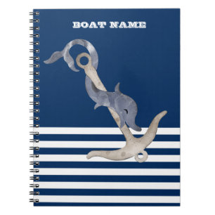 Carnet Marin Ancre Naútíque Dauphín Bleu Marine Rayé