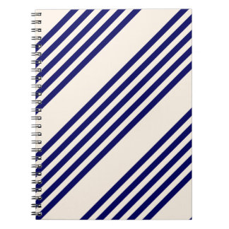 Carnet Marine bleu et beige cinq bandes motif