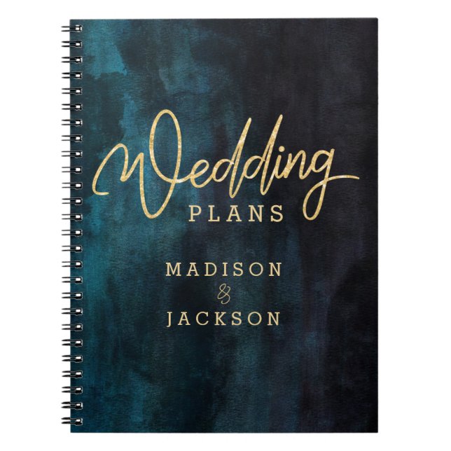 Carnet Marine bleu et Turquoise Aquarelle Wedding planner (Devant)