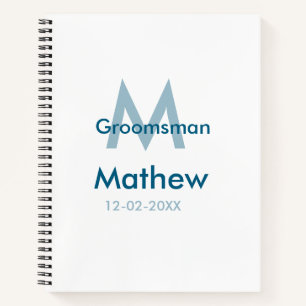 Carnet Marine bleu groomsman nom lettre date masculin par