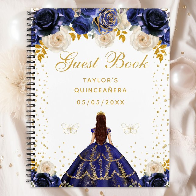 Carnet Marine Blue Floral Princess Quinceañera (Créateur téléchargé)