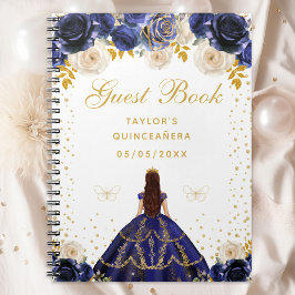 Carnet Marine Blue Floral Princess Quinceañera